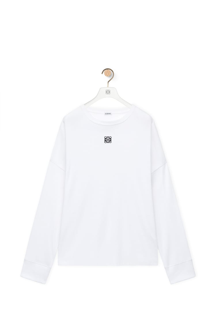 LOEWE Camiseta de manga larga de corte oversize en algodón Blanco