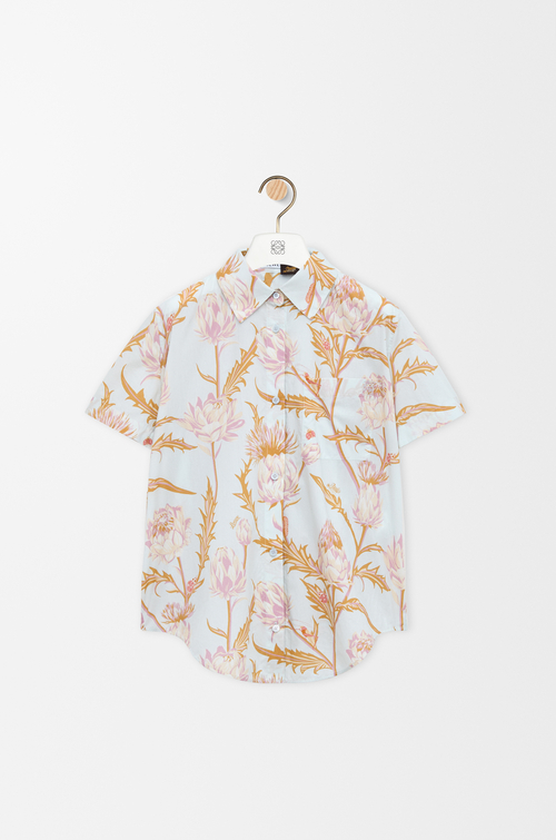LOEWE Short sleeve shirt in cotton Light Blue/Multicolor