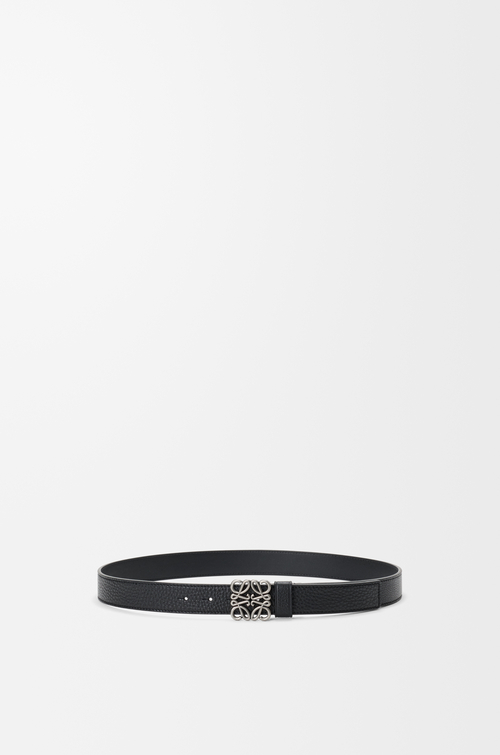 LOEWE Chunky Anagram belt in supple grained calfskin Black/Vintage Palladium