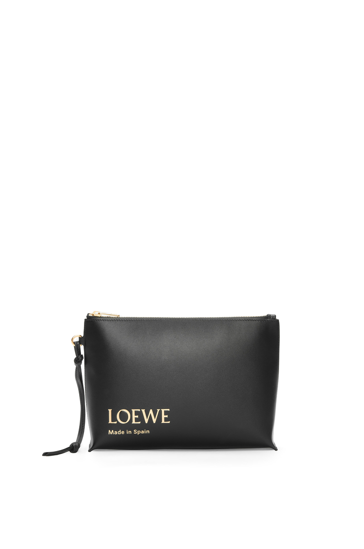 LOEWE Embossed LOEWE T Pouch in shiny nappa calfskin Black