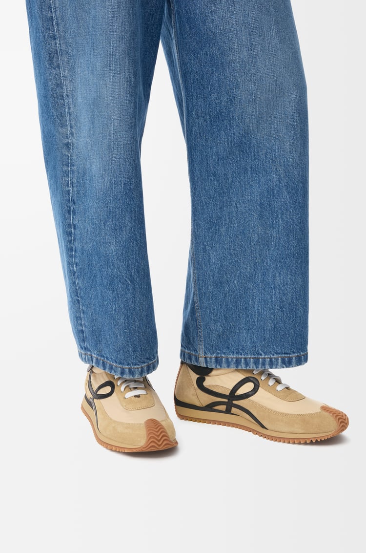 LOEWE Flow Runner in nylon and suede Gold/Black