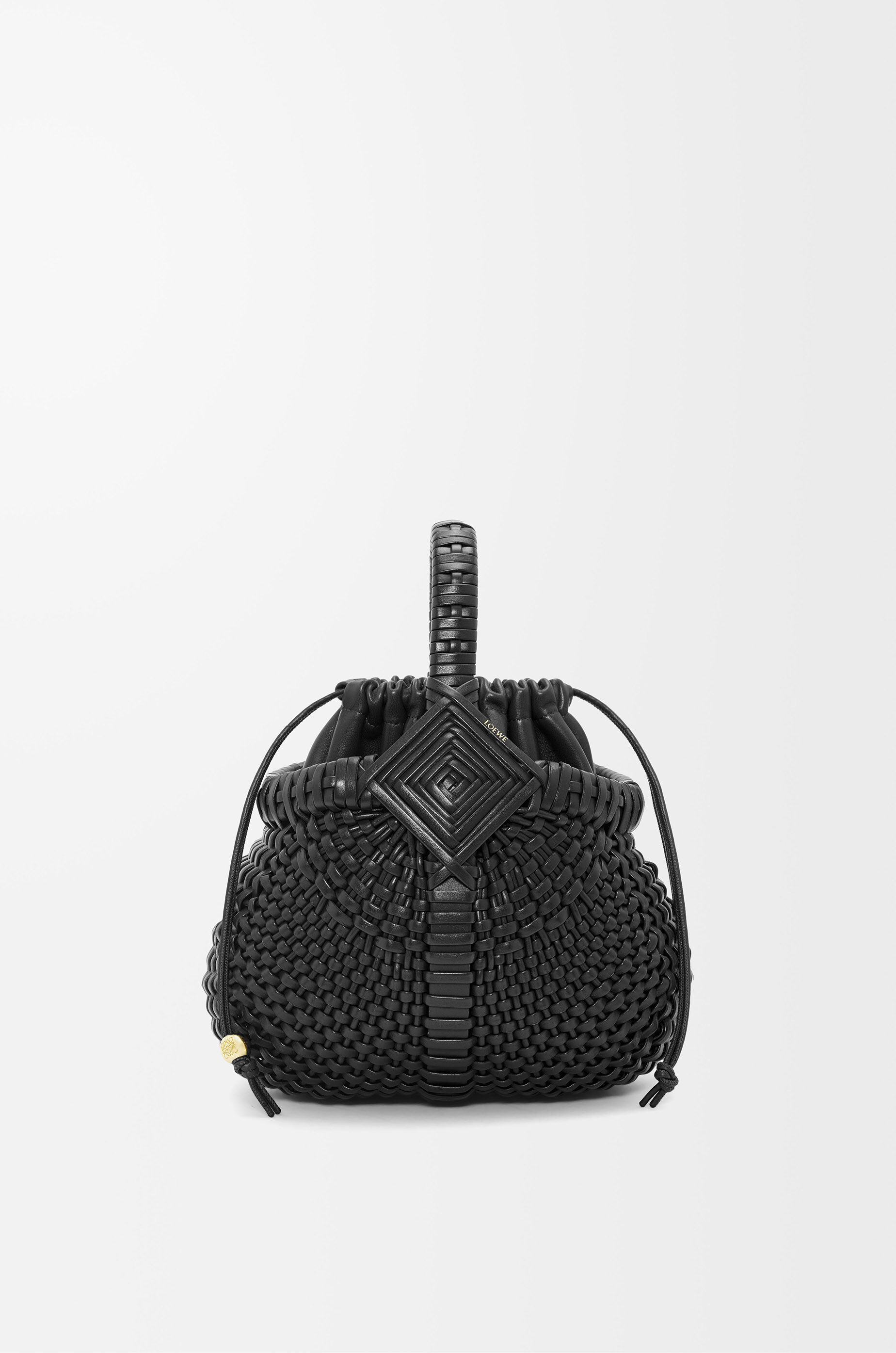 Loewe Women s Luxury Mini Diamond Round Basket Bag in Calfskin Brown Shoulder Bags