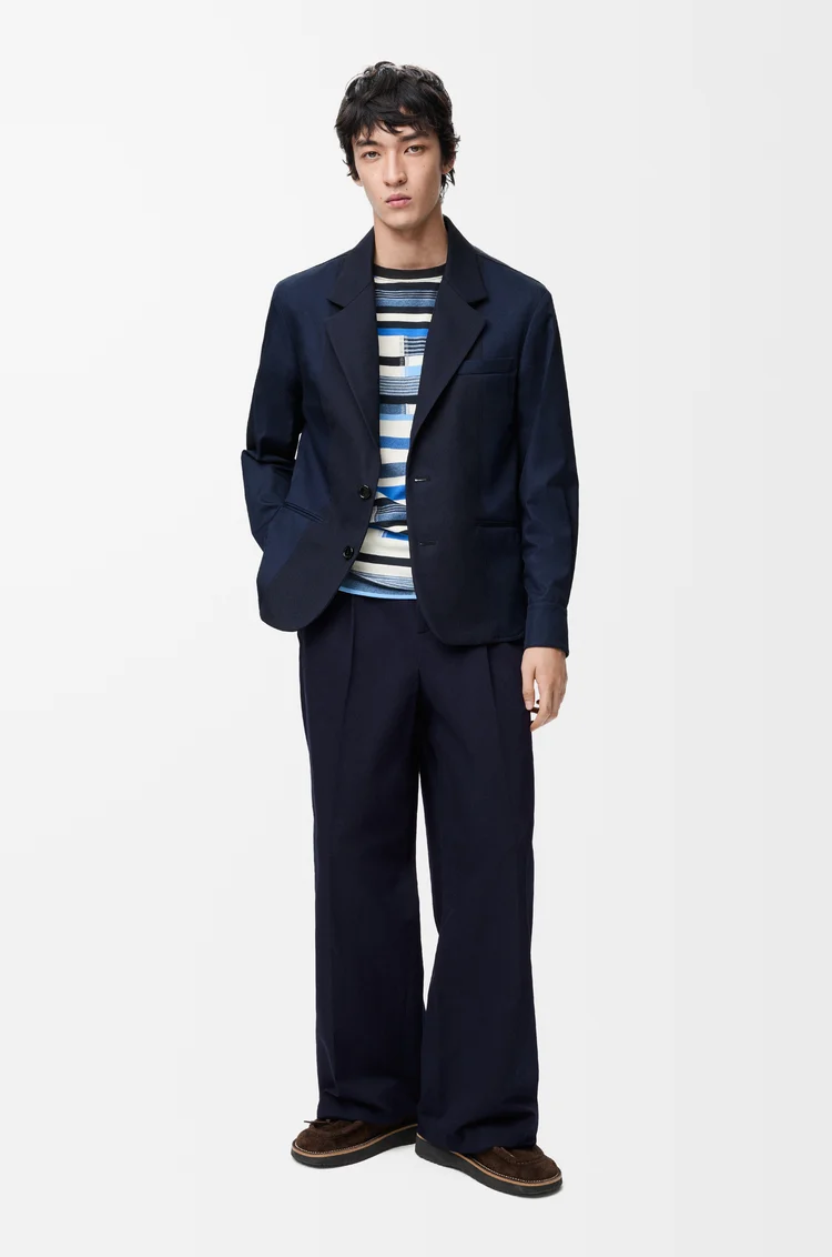 LOEWE Hybrid jacket in cotton and wool Navy Blue