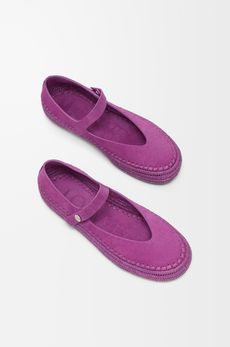 LOEWE リオ メリージェーン（スエード&ラフィア） オーキッド