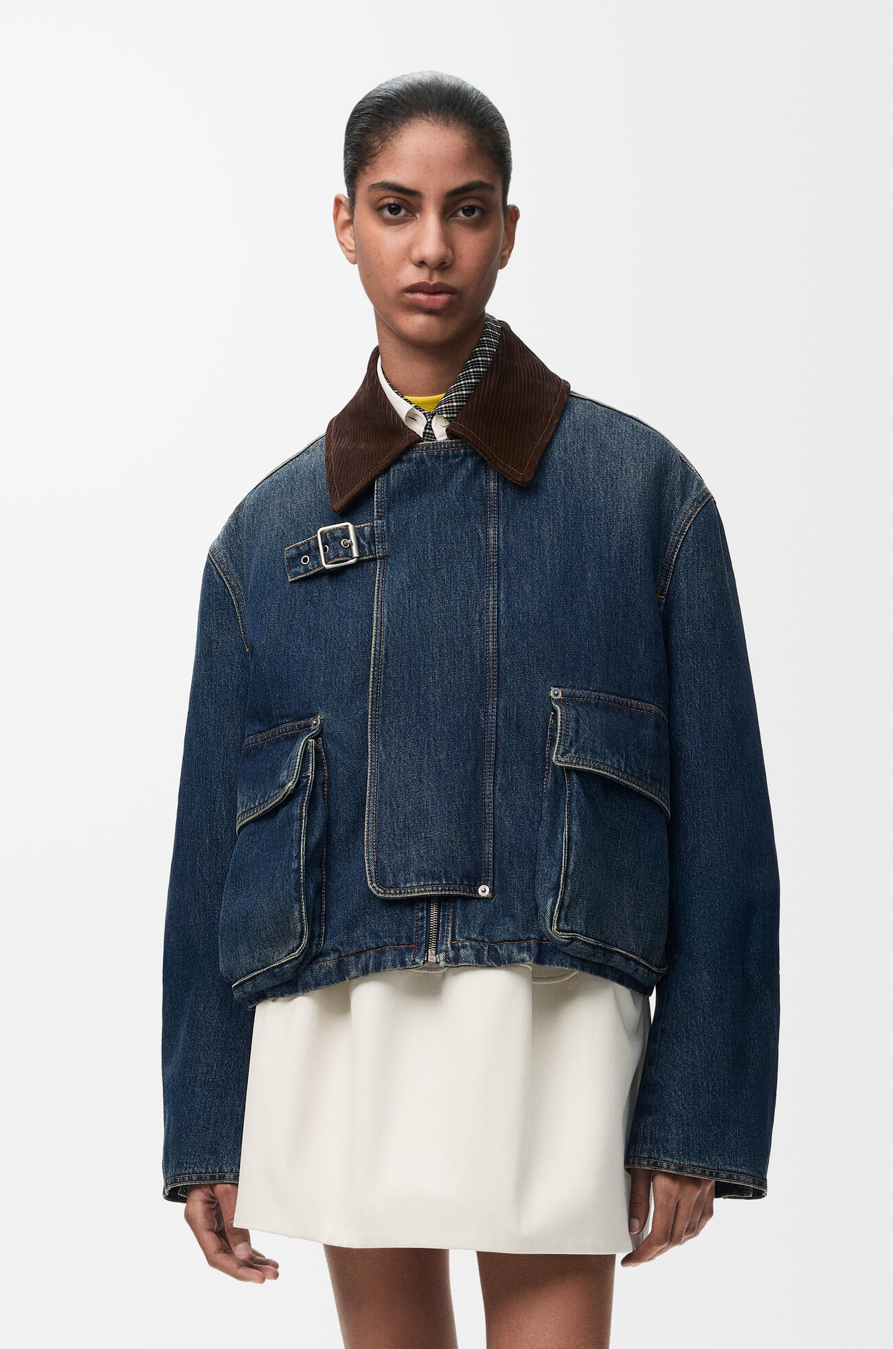 LOEWE Parka corta en denim Azul Oscuro