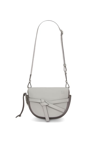 LOEWE Small Gate Dual bag in soft calfskin and jacquard Pearl Grey/Dark Grey plp_rd