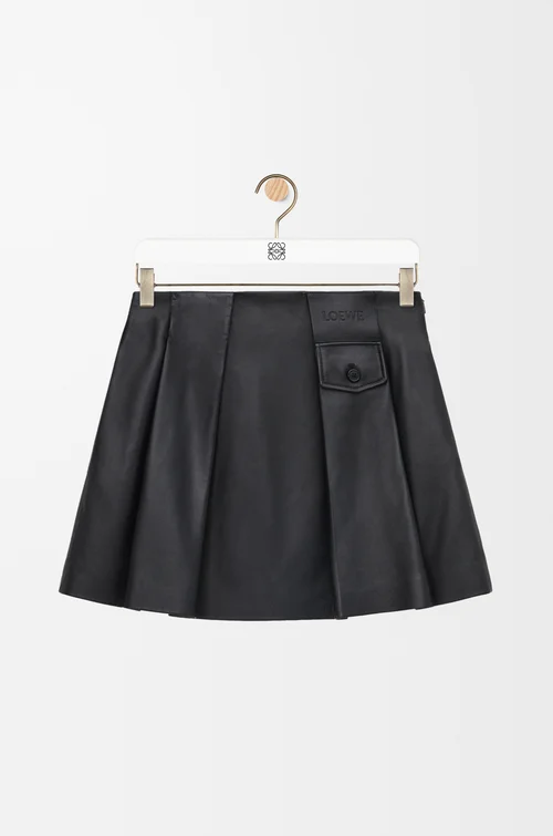 LOEWE 미니 스커트 - 나파 램스킨 블랙