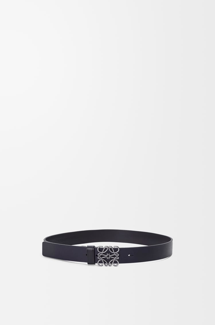 LOEWE Cinturón Anagram ancho en piel de ternera Azul Marino Oscuro/Paladio