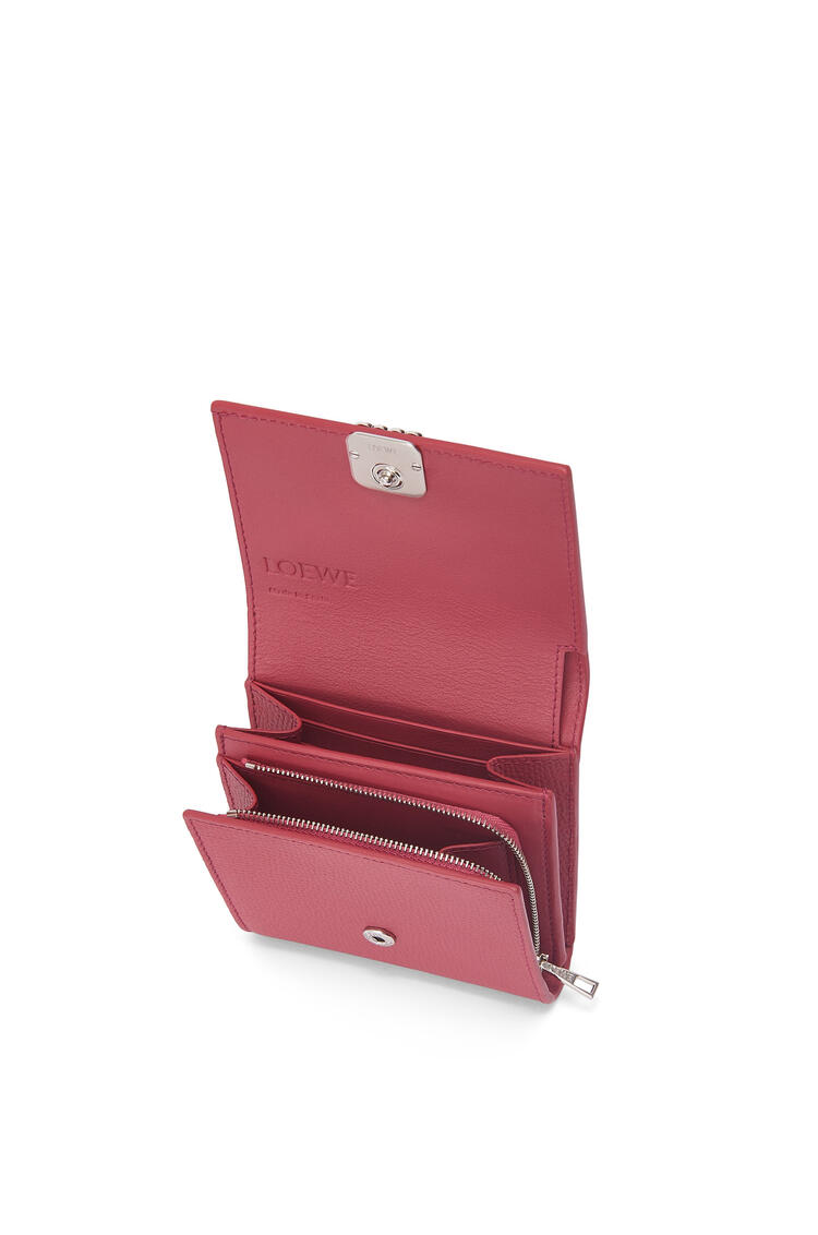 LOEWE Anagram compact flap wallet in pebble grain calfskin Plumrose