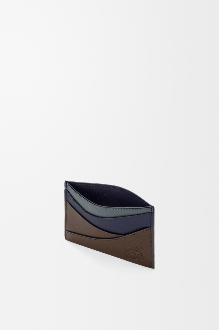 LOEWE Porte-cartes simple Puzzle en cuir de veau classique Bleu Gris/Marine