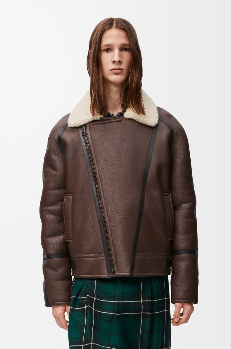 LOEWE Aviator jacket in shearling Brown/Cream