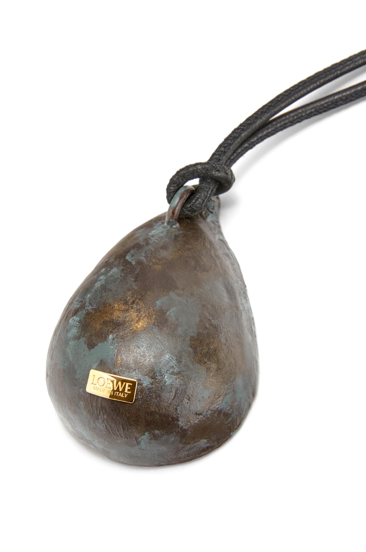 LOEWE Fig pendant in calfskin and brass Aged Green