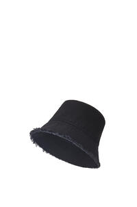 LOEWE Sombrero de pescador en piel de ternera y tejido denim Negro
