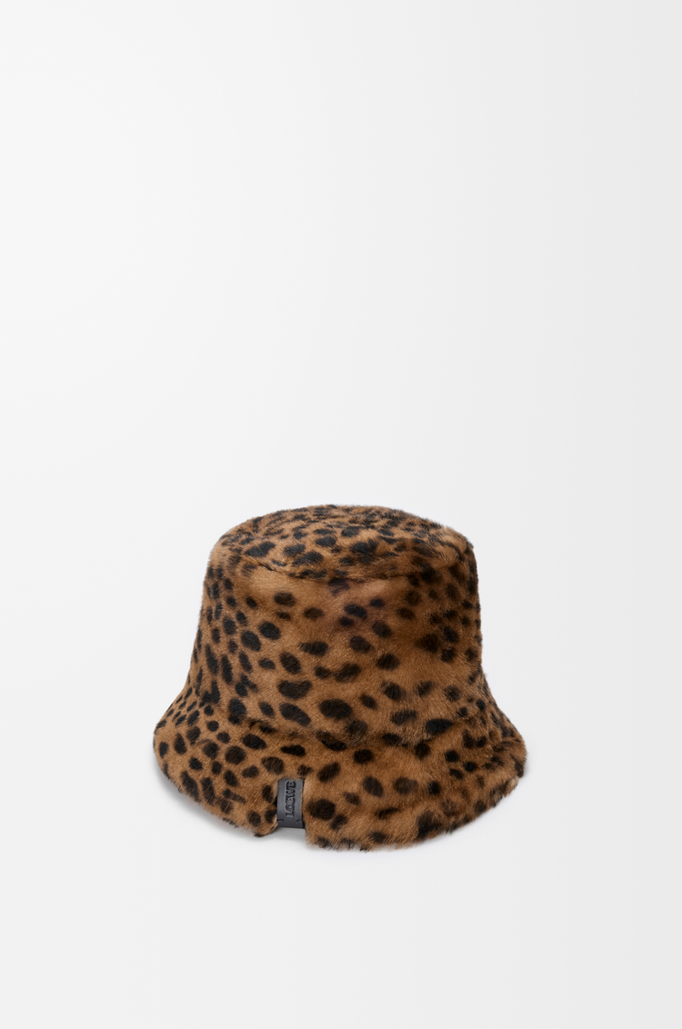 LOEWE Bucket hat in printed shearling Beige/Brown