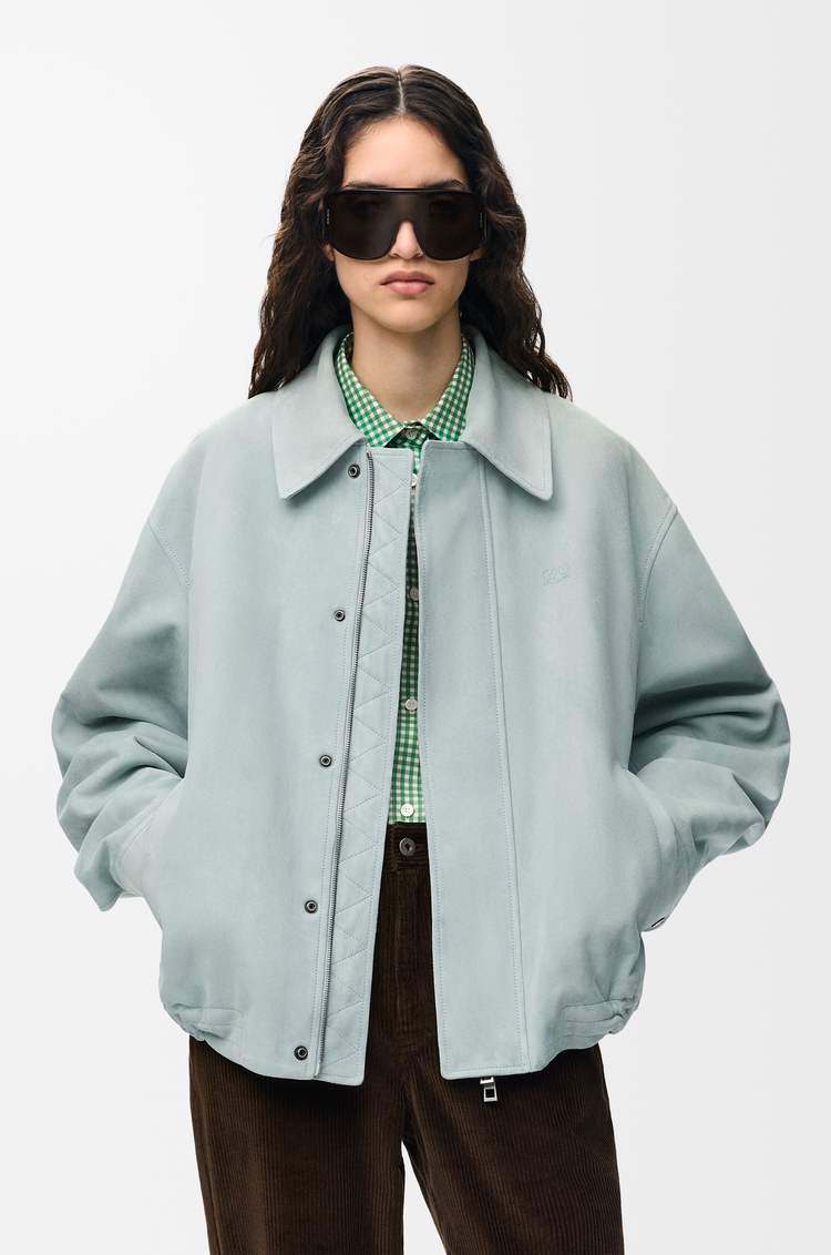LOEWE Chaqueta con cordón de ajuste en ante de piel de cordero Gris Azulado