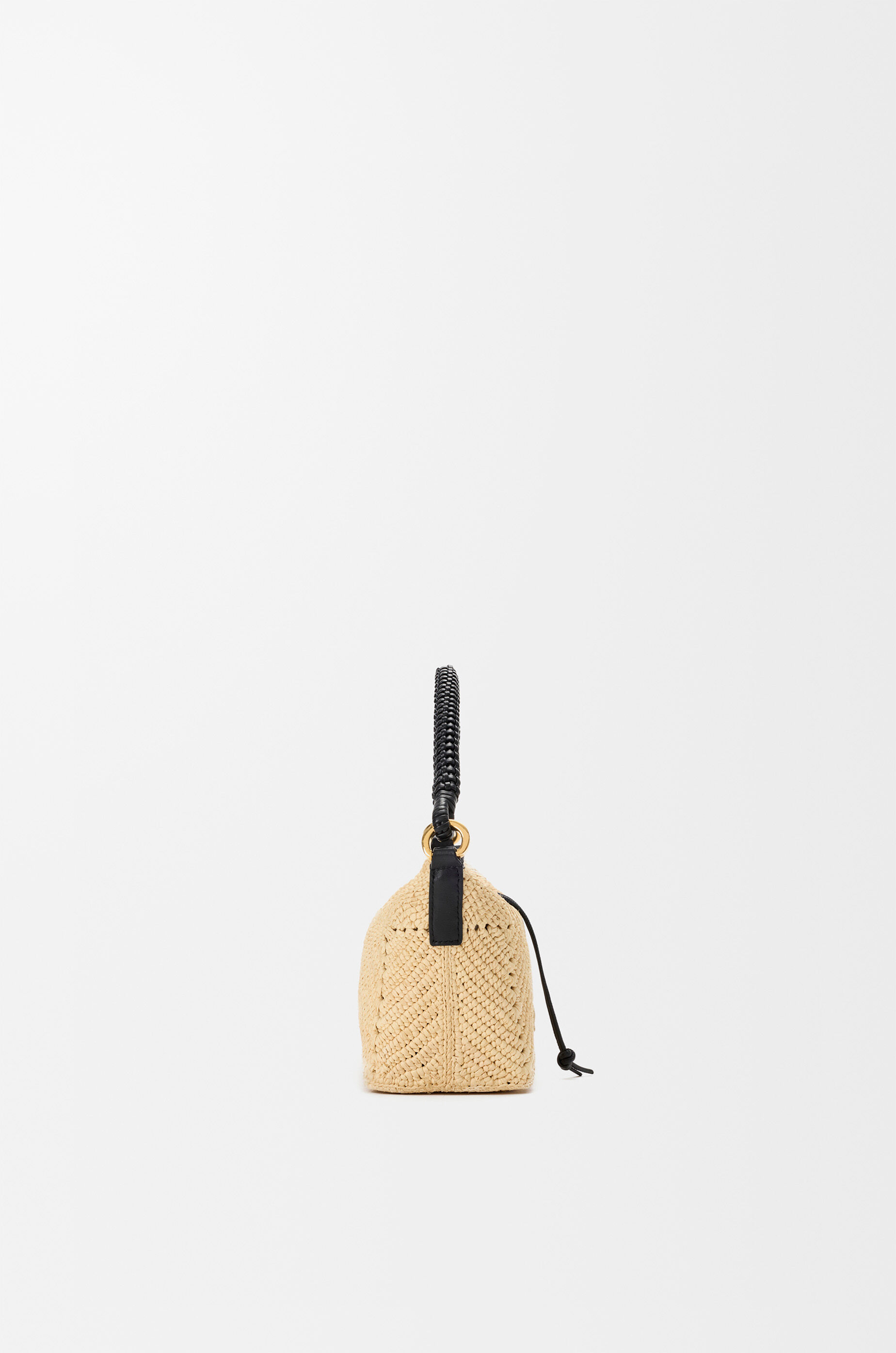 Cala mini bag in classic calfskin and raffia Beige - LOEWE USA