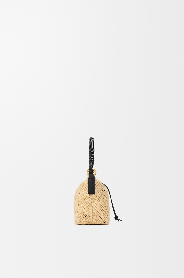 LOEWE Mini sac Cala en cuir de veau classique et raphia Naturel/Noir