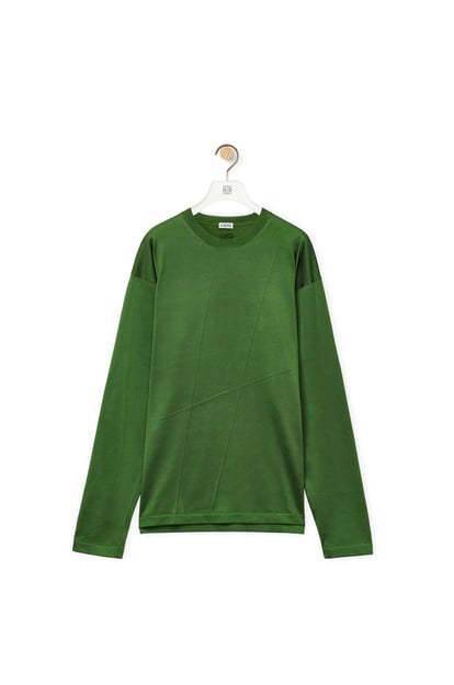 LOEWE Pleated long sleeve T-shirt in silk Dark Green
