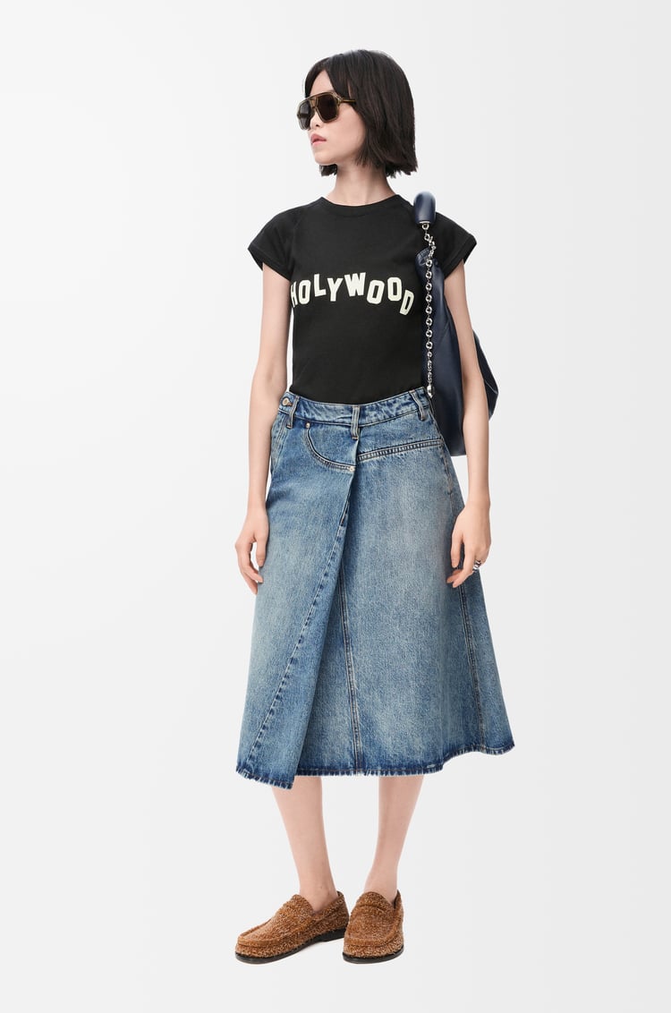 LOEWE Falda deconstruida en denim Denim