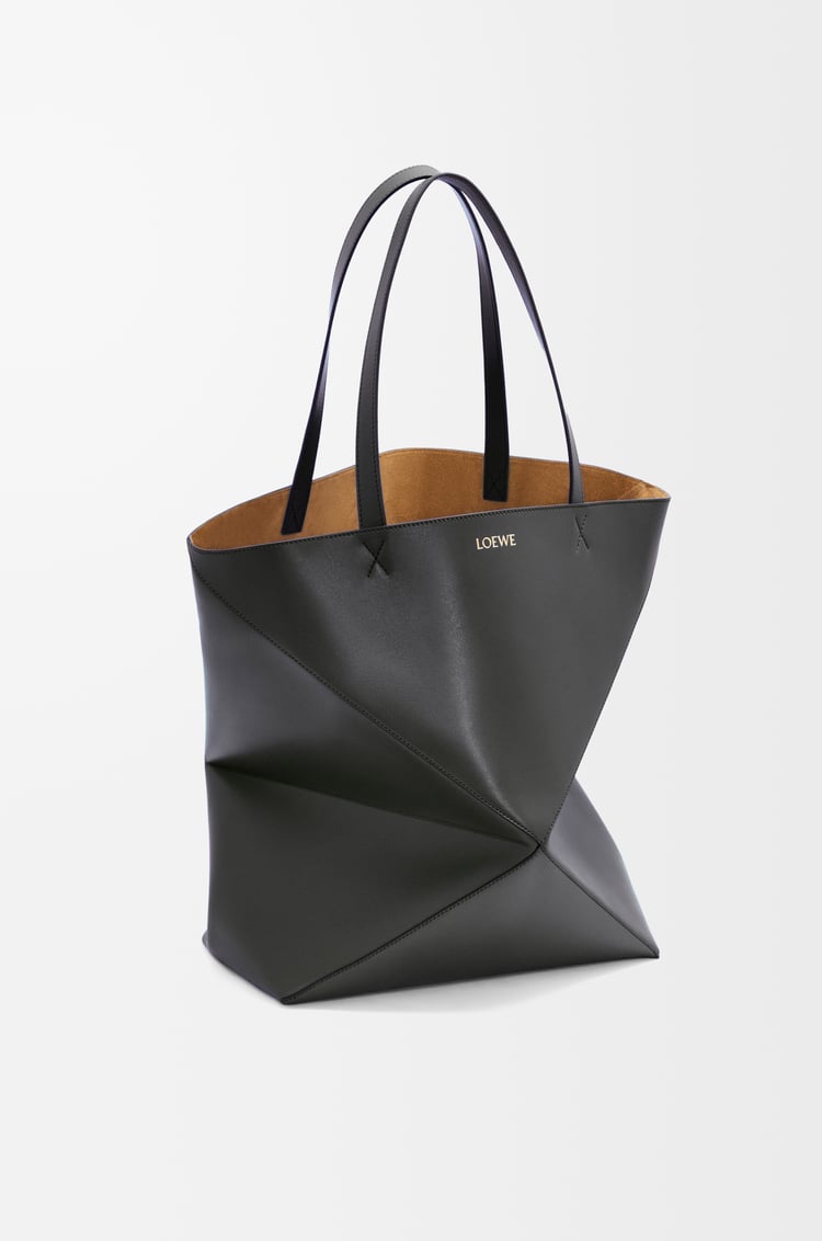 LOEWE XL Puzzle Fold tote in shiny calfskin Black