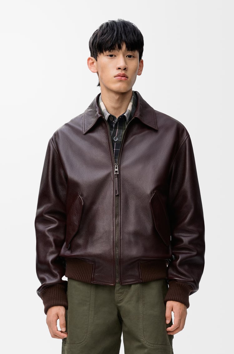 LOEWE Aviator jacket in deerskin Oxblood