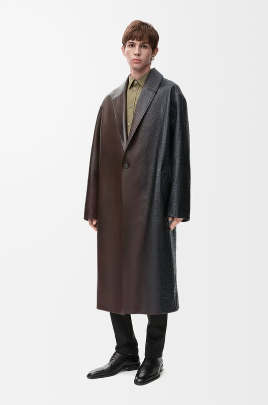LOEWE Abrigo en piel napa de ternera Marrón Oscuro