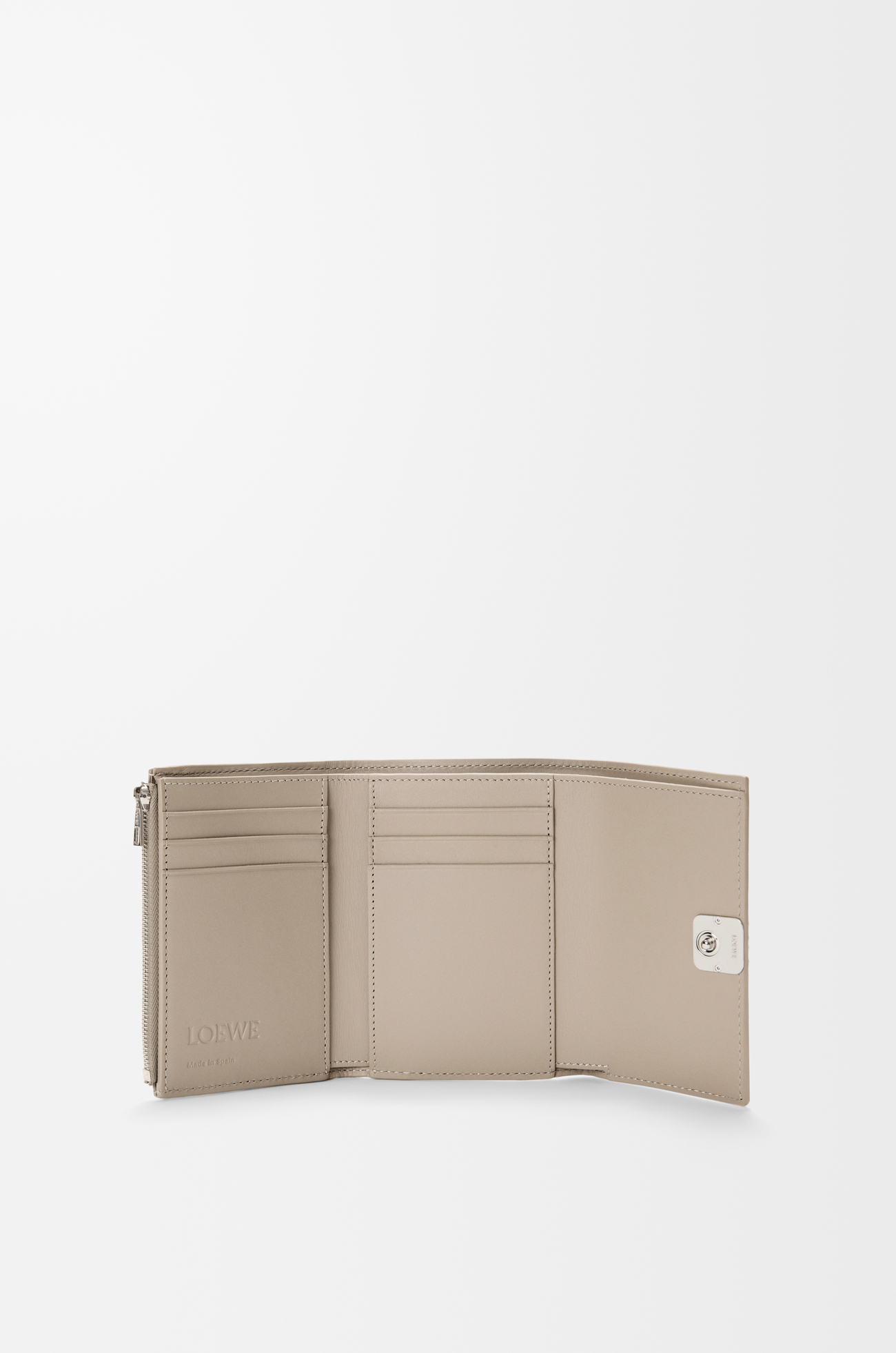 LOEWE Cartera vertical pequeña Anagram en piel de ternera Arcilla