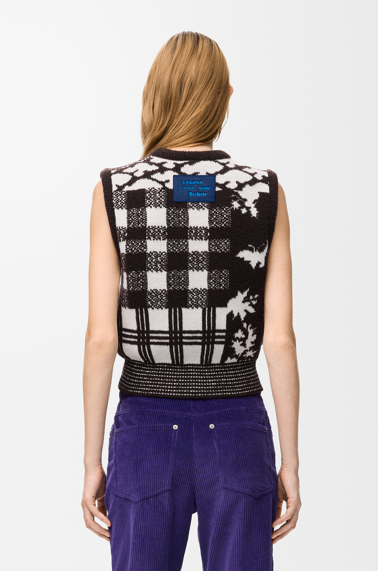 LOEWE Chaleco en lana Ecru/Marrón