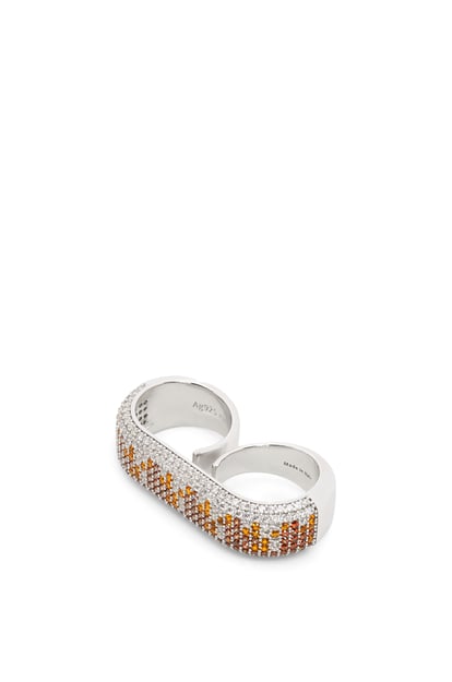 LOEWE Double Pavé ring in sterling silver and crystals Silver/Brown plp_rd