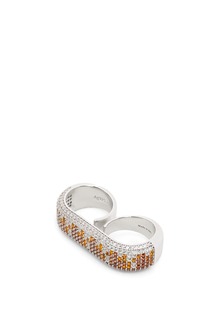 LOEWE Double Pavé ring in sterling silver and crystals Silver/Brown