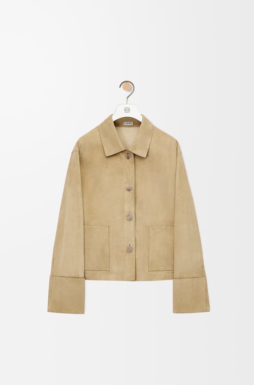 LOEWE 绒面羊皮革翻边外套 金色 plp_rd