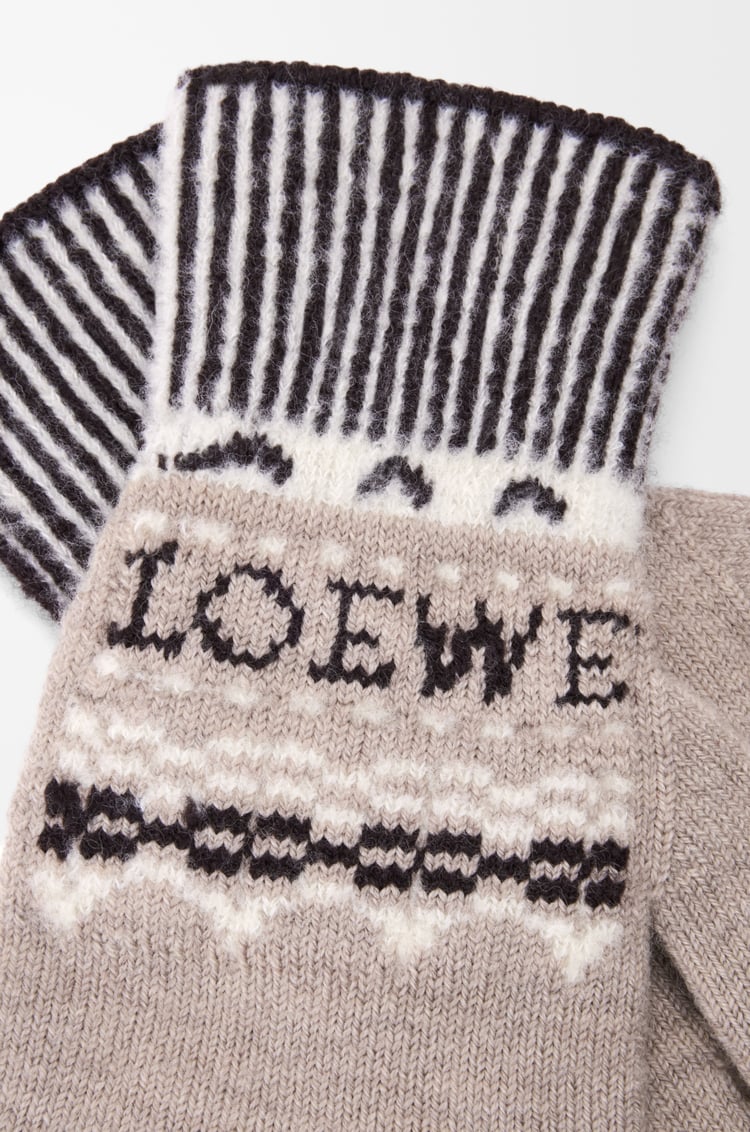 LOEWE Guantes en mezcla de lana Beige/Multicolor