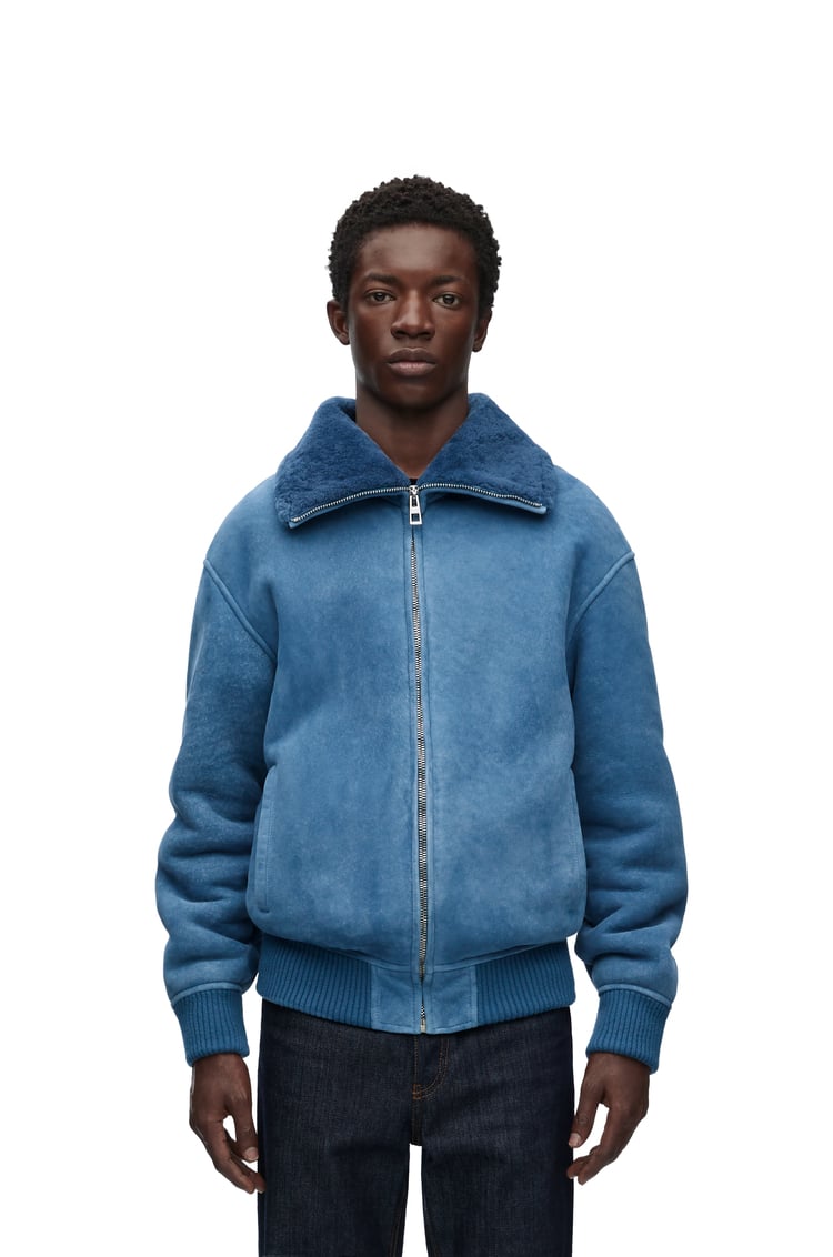 LOEWE Bomber jacket in shearling Indigo Blue