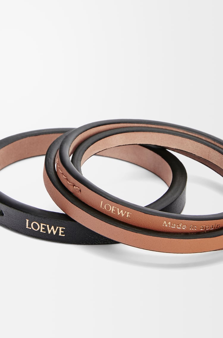 LOEWE Double bangle set in classic calfskin Black/Tan