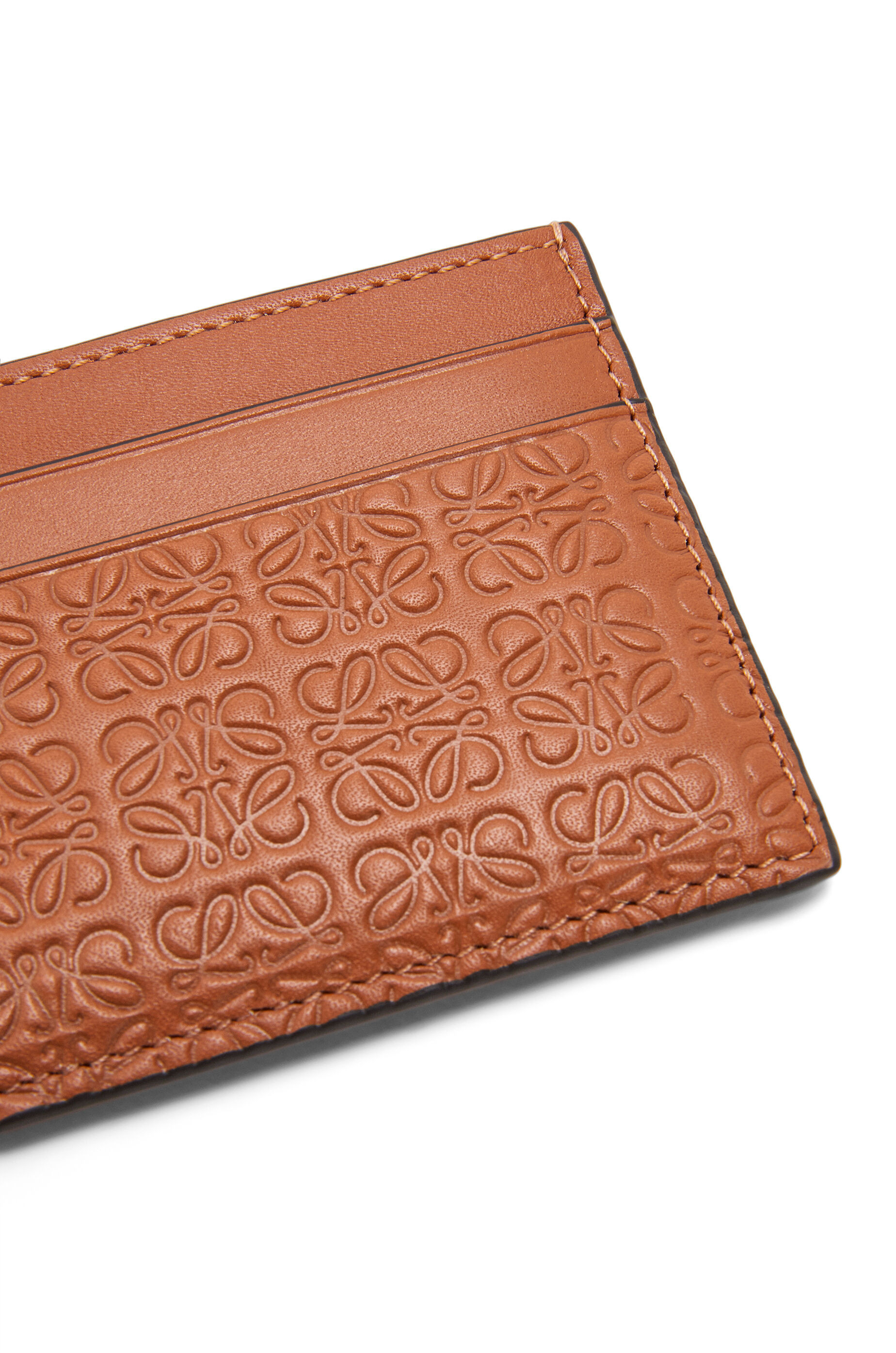 Repeat plain cardholder in embossed silk calfskin Tan - LOEWE