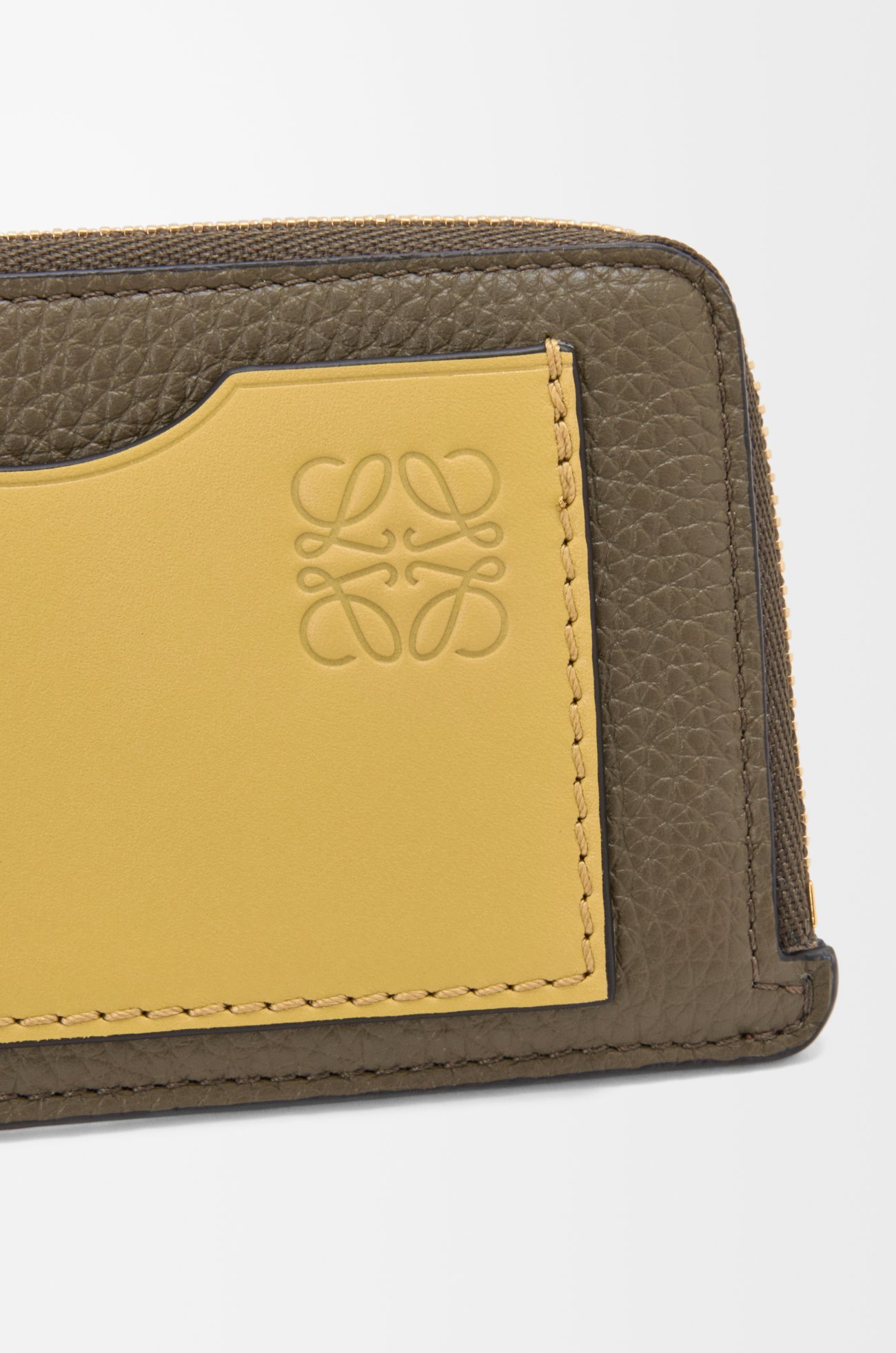 LOEWE Coin cardholder in soft grained calfskin Dark Khaki Green/Ginger
