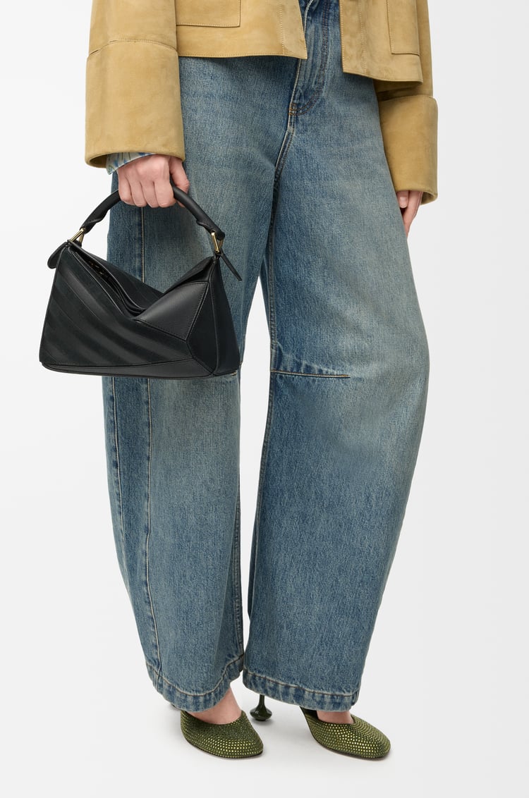 LOEWE Small Puzzle bag in classic calfskin and suede Black