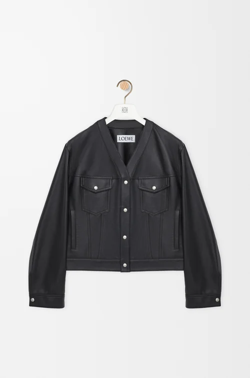 LOEWE Cárdigan en piel napa de cordero Negro