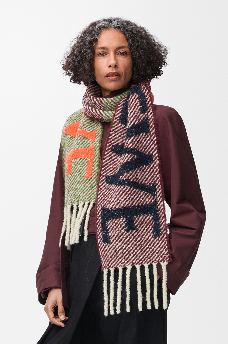 LOEWE Bufanda en mezcla de alpaca y lana Marino/Naranja