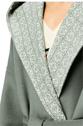 LOEWE Anagram jacquard hooded coat in wool Khaki Green/Soft White plp_rd