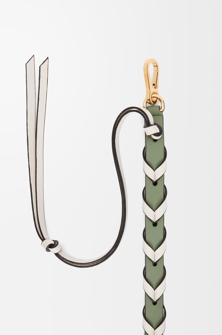 LOEWE Thin braided strap in classic calfskin Light Avocado/Soft White