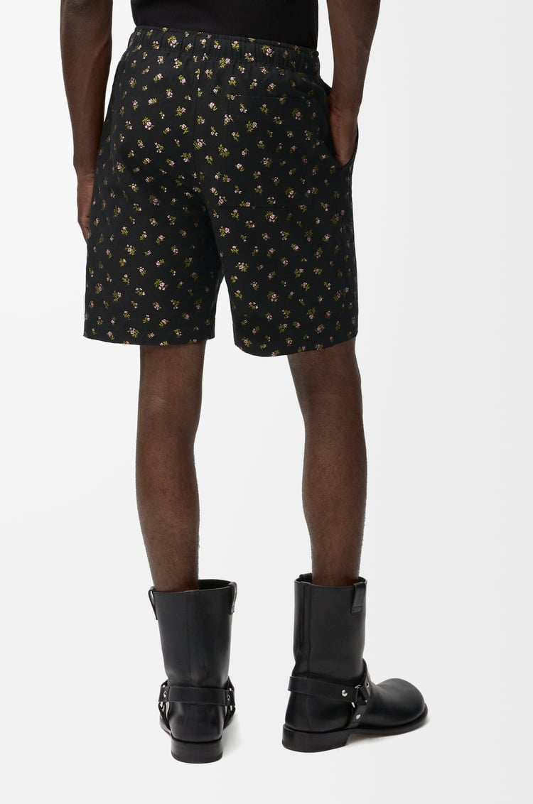 LOEWE Pantalón corto en mezcla de algodón Negro/Rosa/Verde