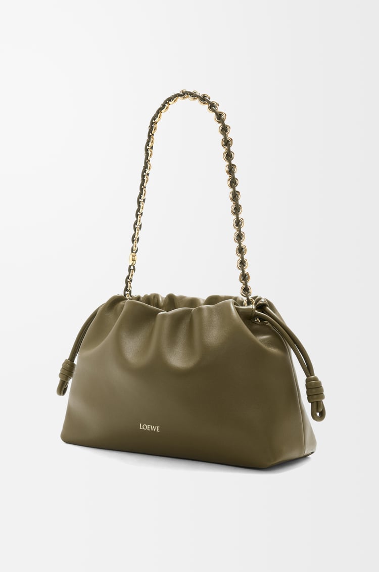 LOEWE Medium Flamenco purse in mellow nappa lambskin Dark Khaki