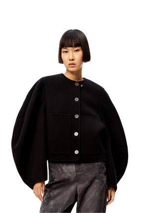 LOEWE Circular sleeve button jacket in wool and cashmere Black plp_rd
