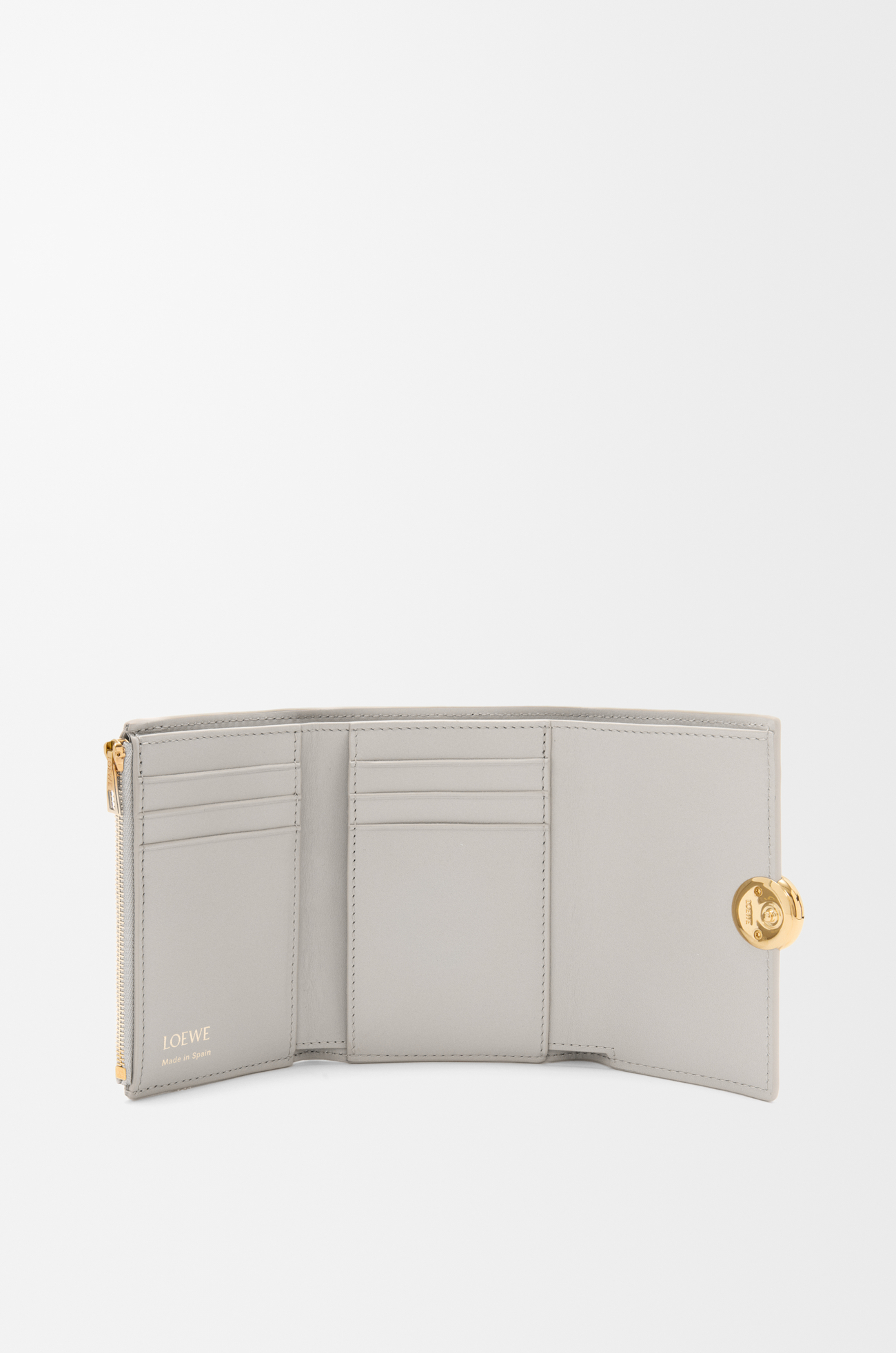 LOEWE Pebble small vertical wallet in shiny nappa calfskin Shell Grey