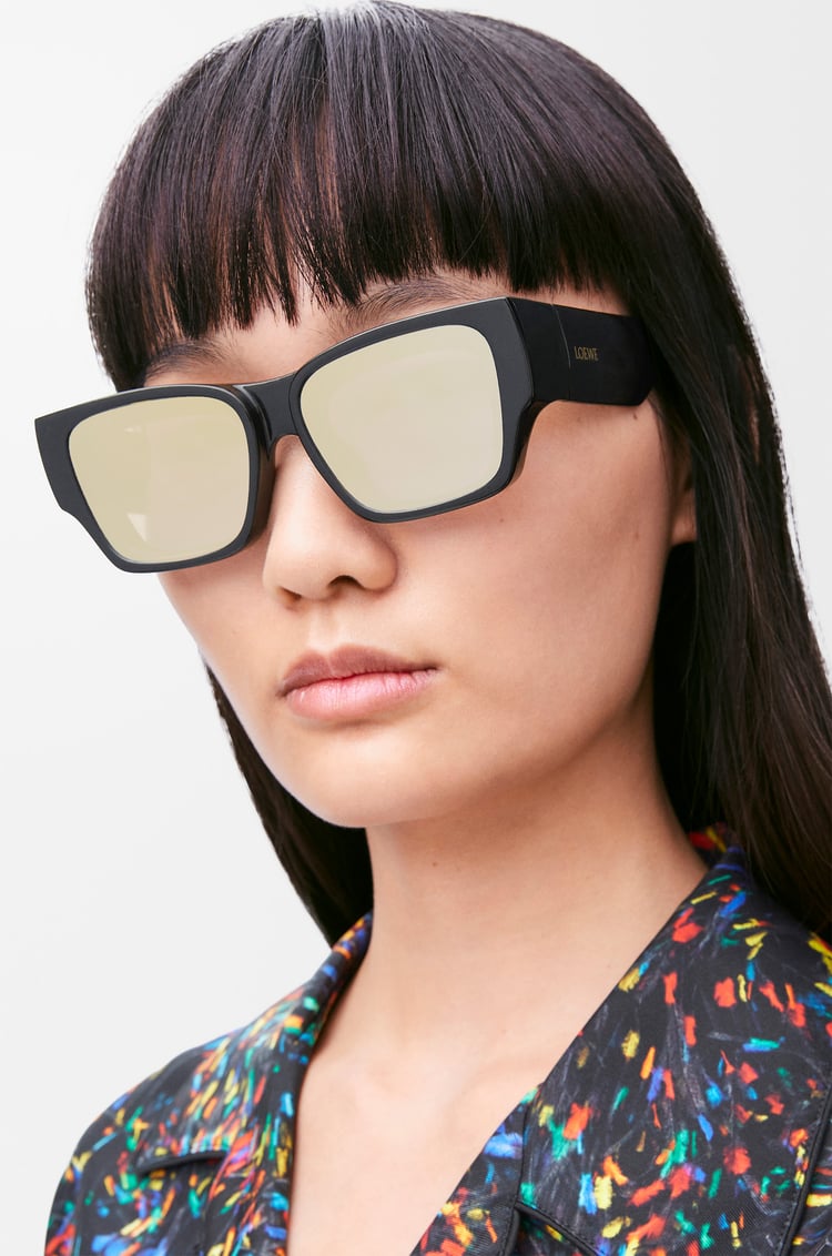 LOEWE Gafas de sol cuadradas con lentes en la parte delantera Negro/Plateado