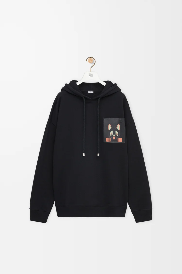 LOEWE Sudadera con capucha de corte holgado en algodón Negro