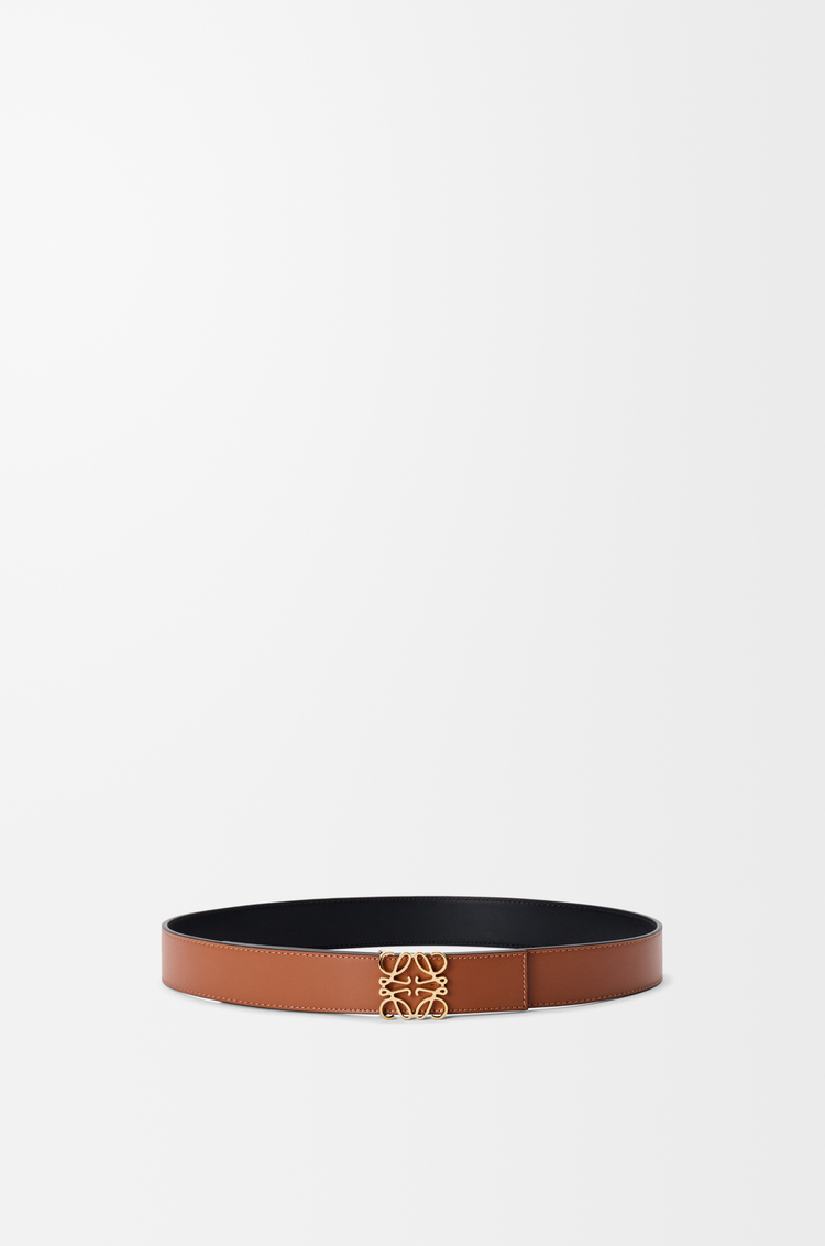 LOEWE Reversible Anagram belt in smooth calfskin Tan/Black/Gold