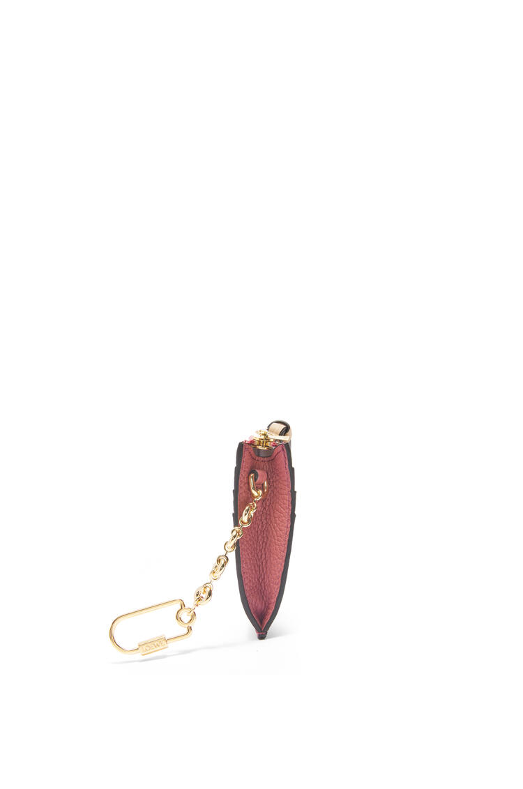 LOEWE Square cardholder in soft grained calfskin with chain Plumrose/Chocolate
