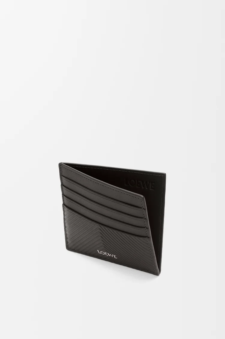 LOEWE Porte-cartes ouvert en cuir de veau classique texturé Gris Foncé